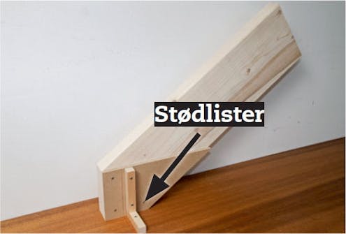 Byg selv trappe: Lister i bund og sider til stødtrin sidder således Byg selv trappe: Lister i bund og sider til stødtrin sidder således